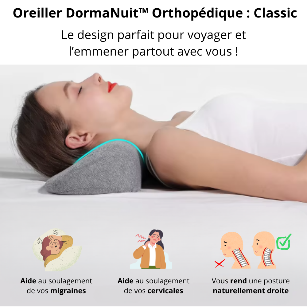 Oreiller Dormanuit™ Classic - Compact & Pratique pour Transport